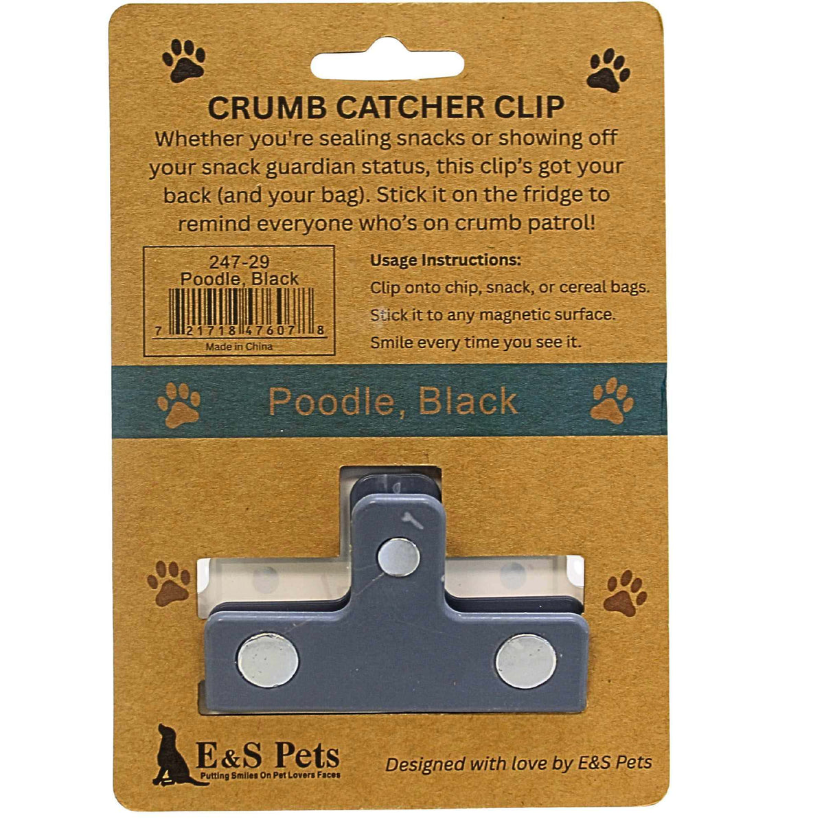 E & S Imports Black Poodle Chip Clip - - SBKGifts.com