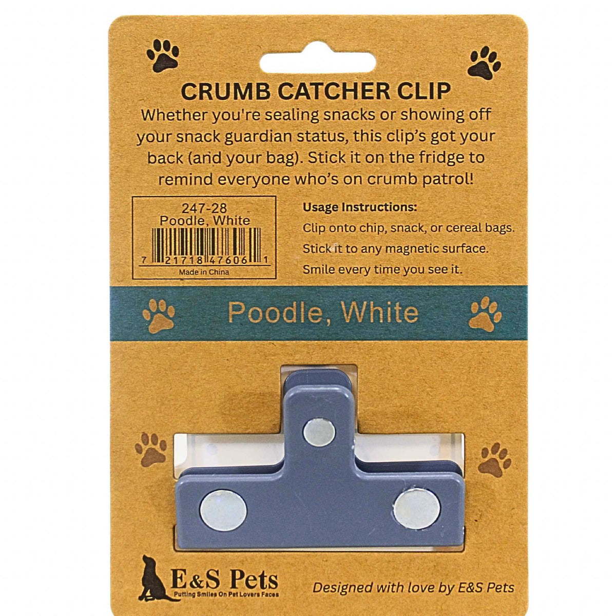 E & S Imports White Poodle Chip Clip - - SBKGifts.com