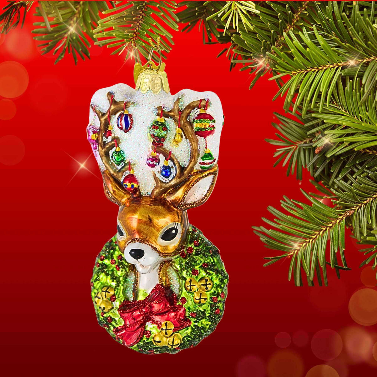 Noble Gems Traditional Deer With Wreath - - SBKGifts.com