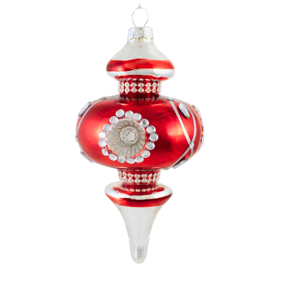 Kurt S. Adler Red And Silver Finial Ornament Set - - SBKGifts.com