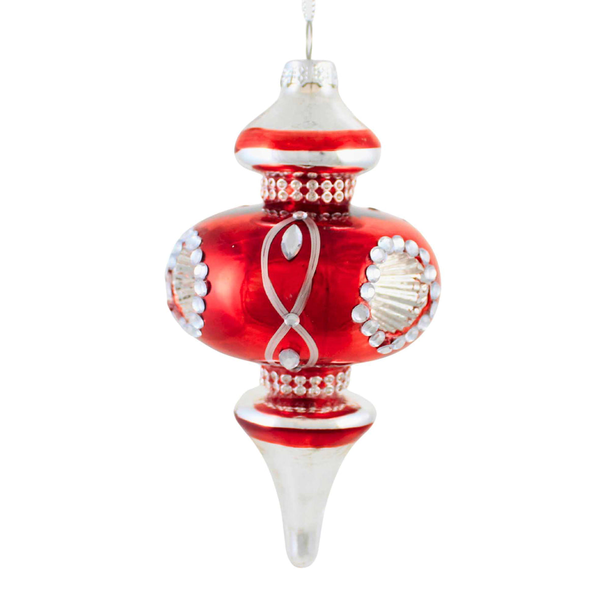 Kurt S. Adler Red And Silver Finial Ornament Set - - SBKGifts.com