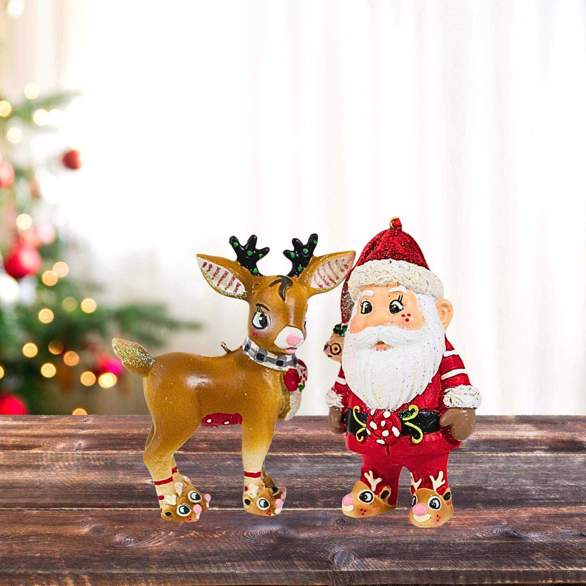 Kurt S. Adler Santa With Reindeer Ornament Set - - SBKGifts.com