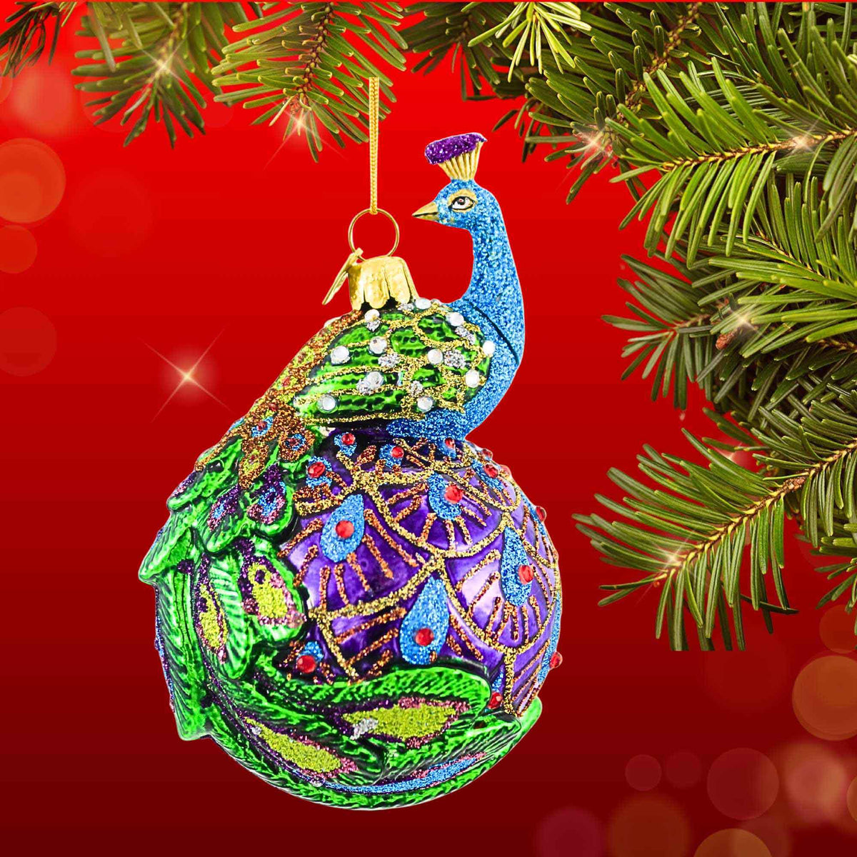 Noble Gems Peacock On Ball - - SBKGifts.com