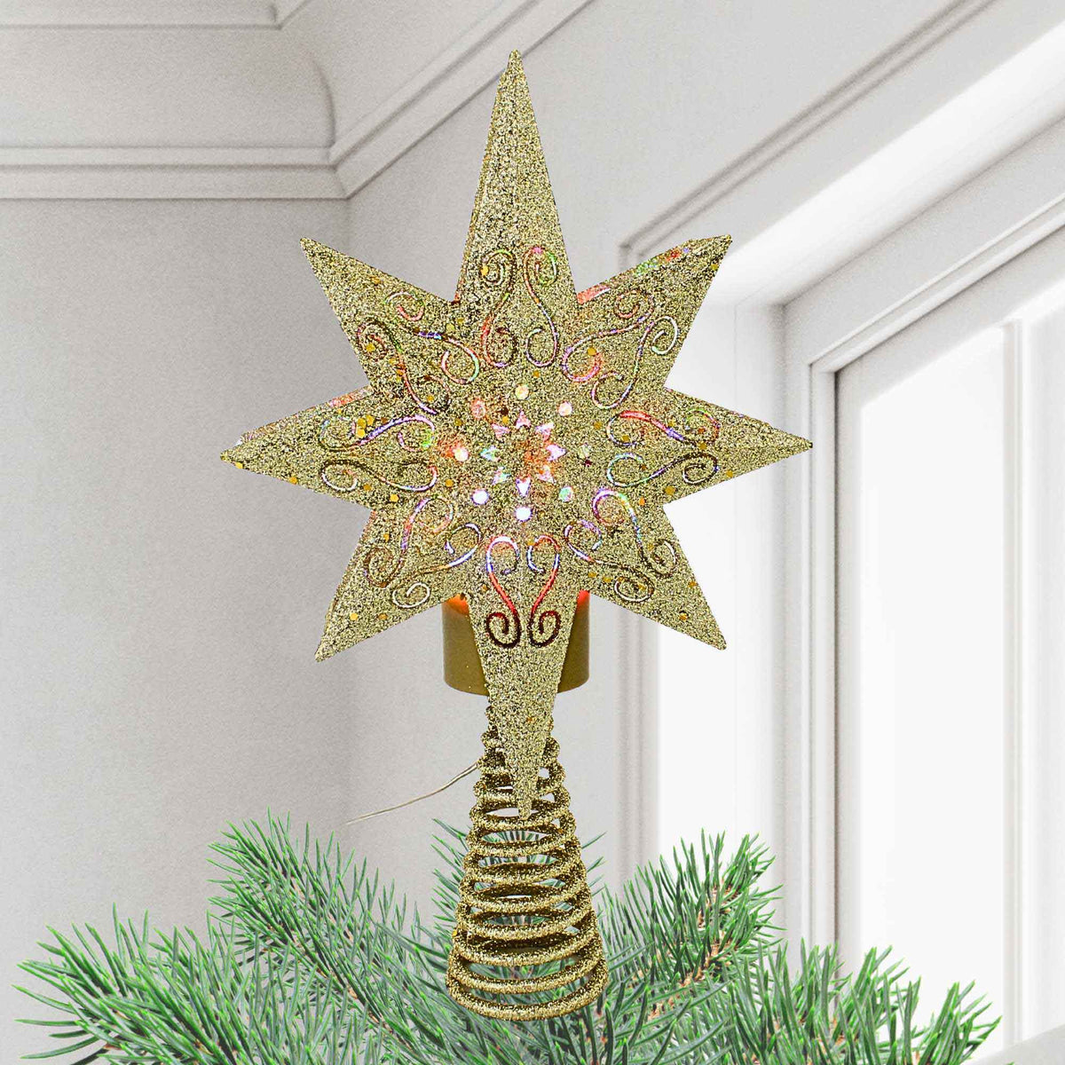 Kurt S. Adler Gold Polaris Projector Tree Topper - - SBKGifts.com