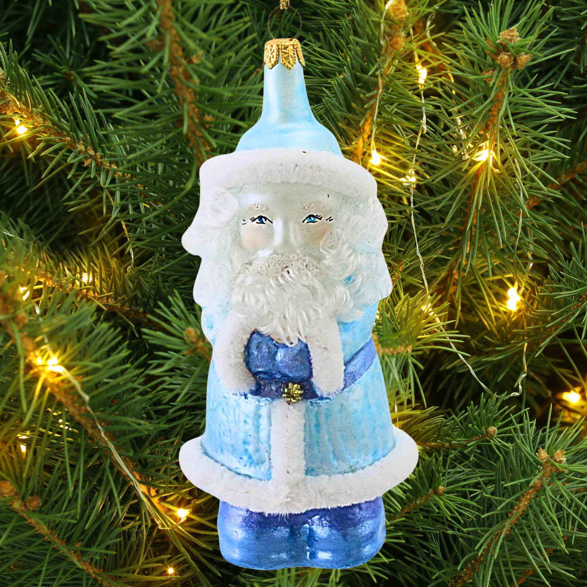 De Carlini Italian Ornaments Arctic Blue St. Nicholas - - SBKGifts.com