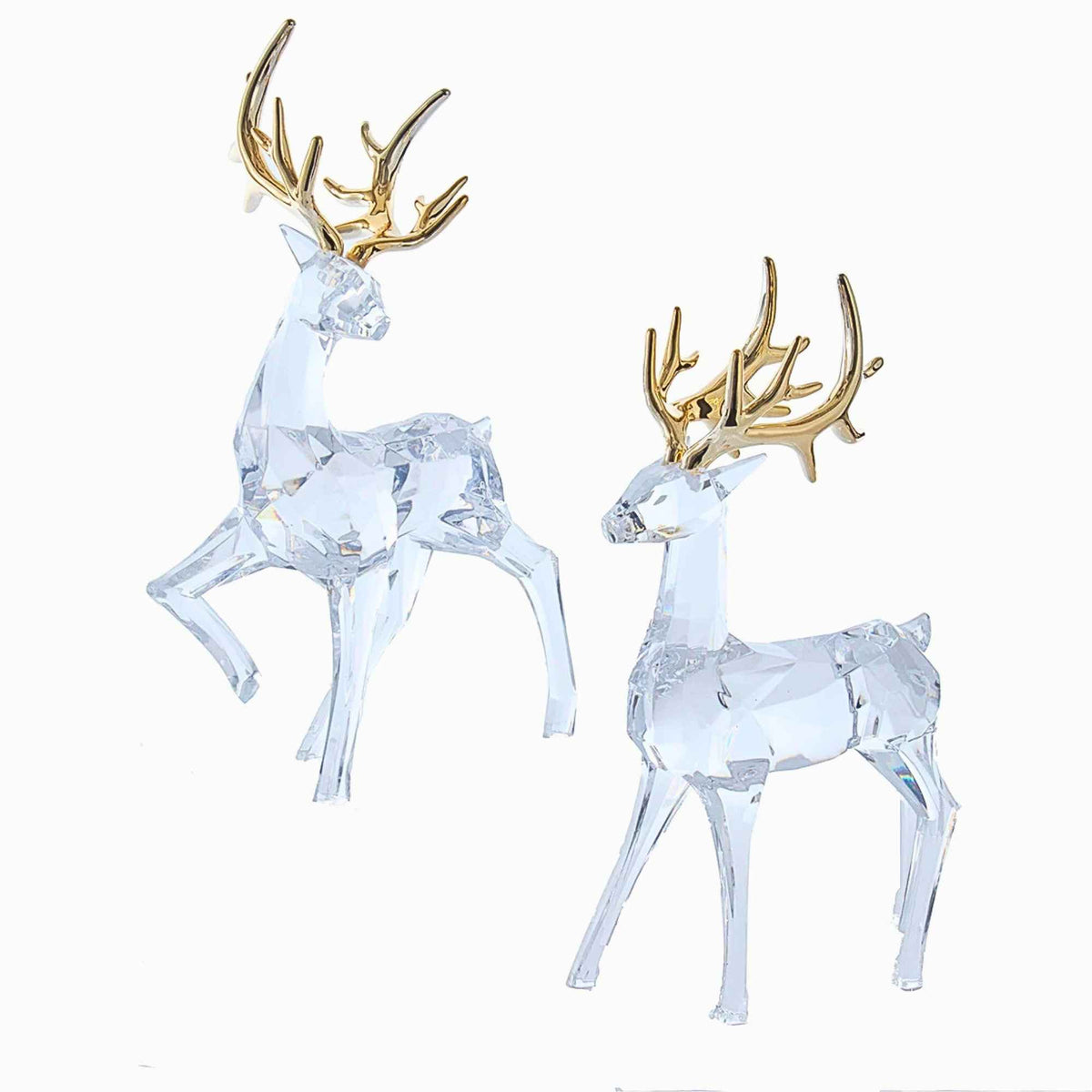 66978 Crystal Clear Deer W/ Gold Antlers H6538