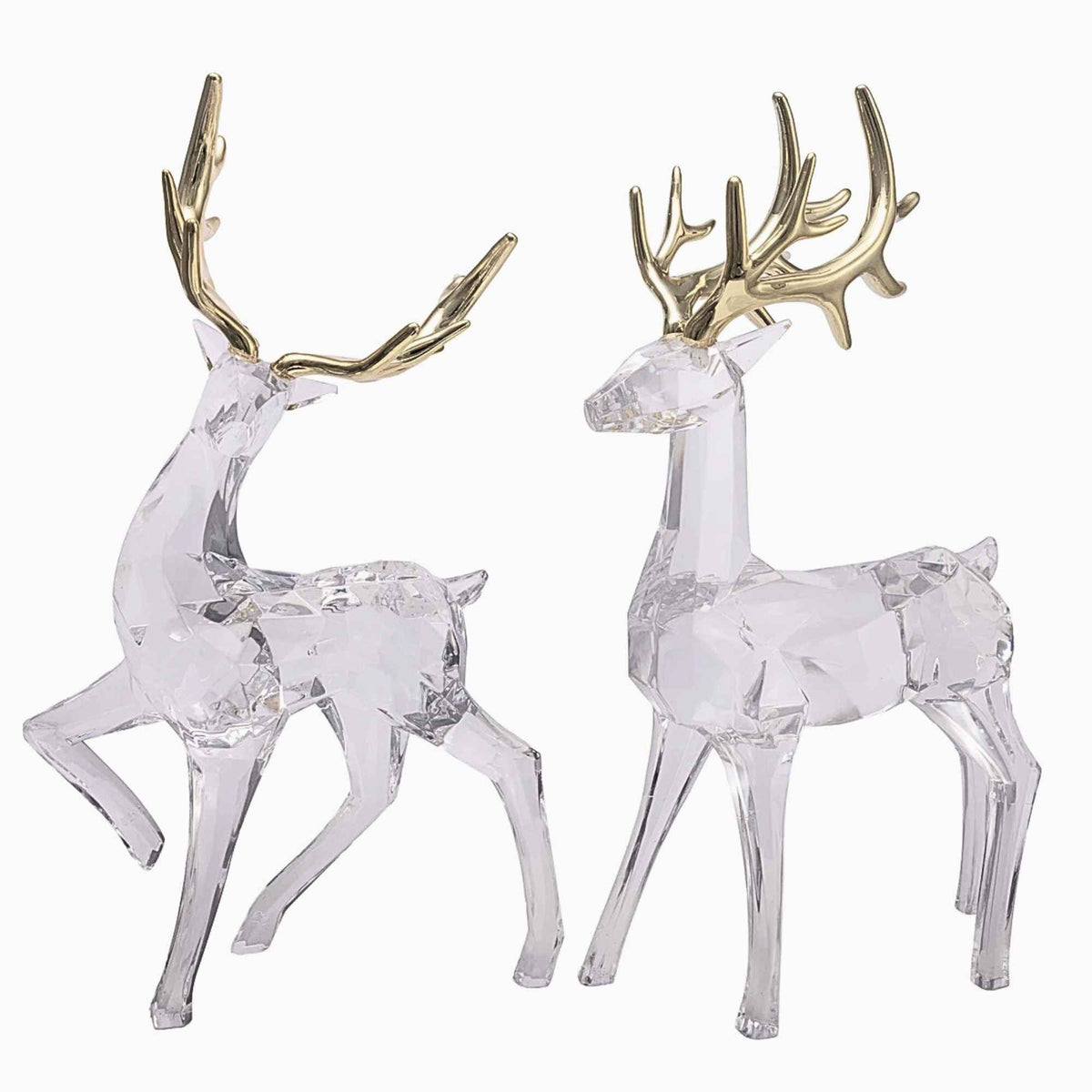 Kurt S. Adler Crystal Clear Deer W/ Gold Antlers - - SBKGifts.com
