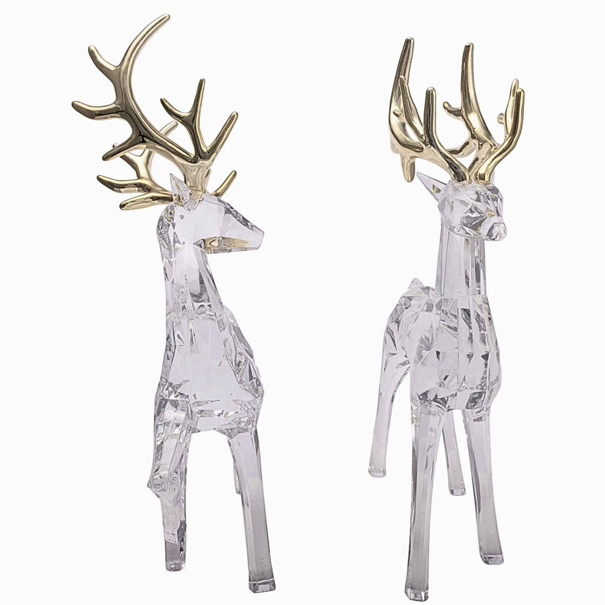 Kurt S. Adler Crystal Clear Deer W/ Gold Antlers - - SBKGifts.com