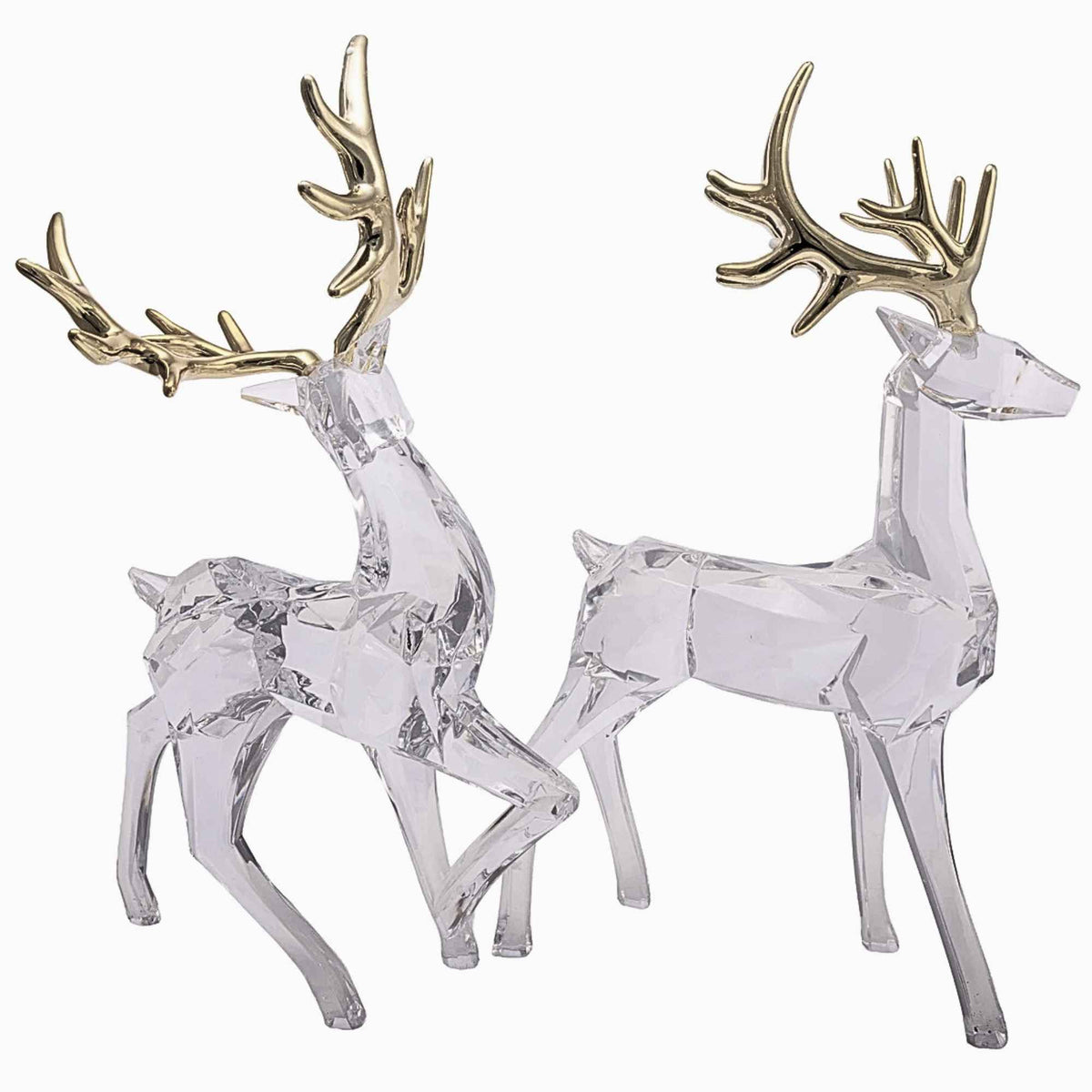 Kurt S. Adler Crystal Clear Deer W/ Gold Antlers - - SBKGifts.com