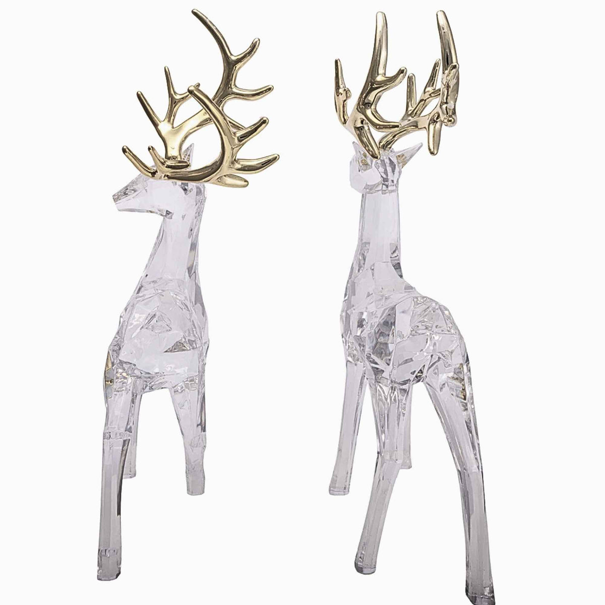 Kurt S. Adler Crystal Clear Deer W/ Gold Antlers - - SBKGifts.com