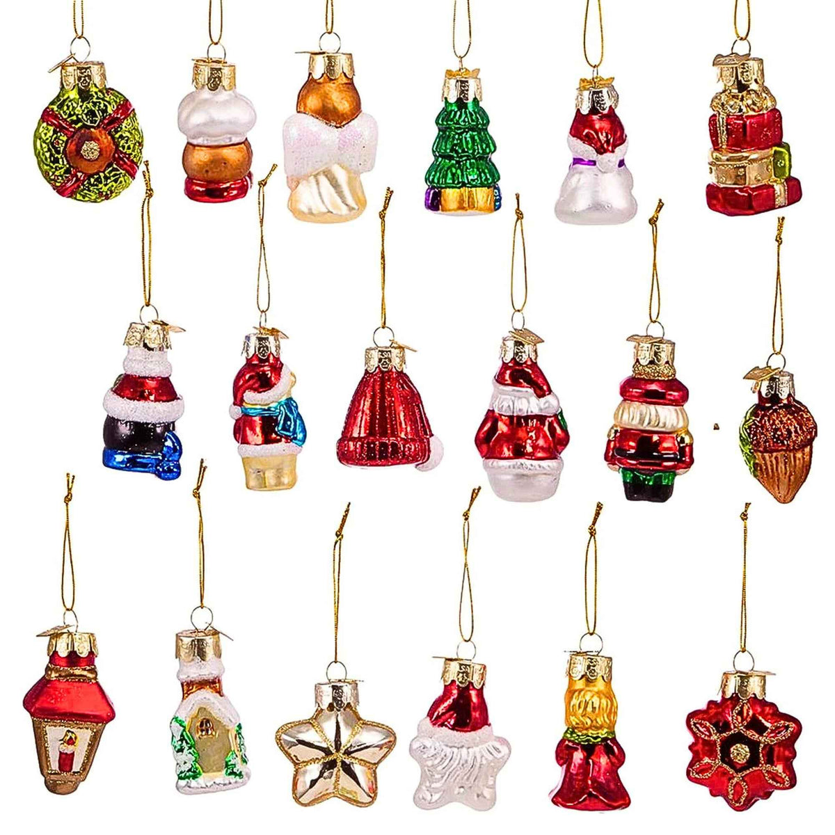 Kurt S. Adler Mini Christmas Shaped Glass Ornaments - - SBKGifts.com