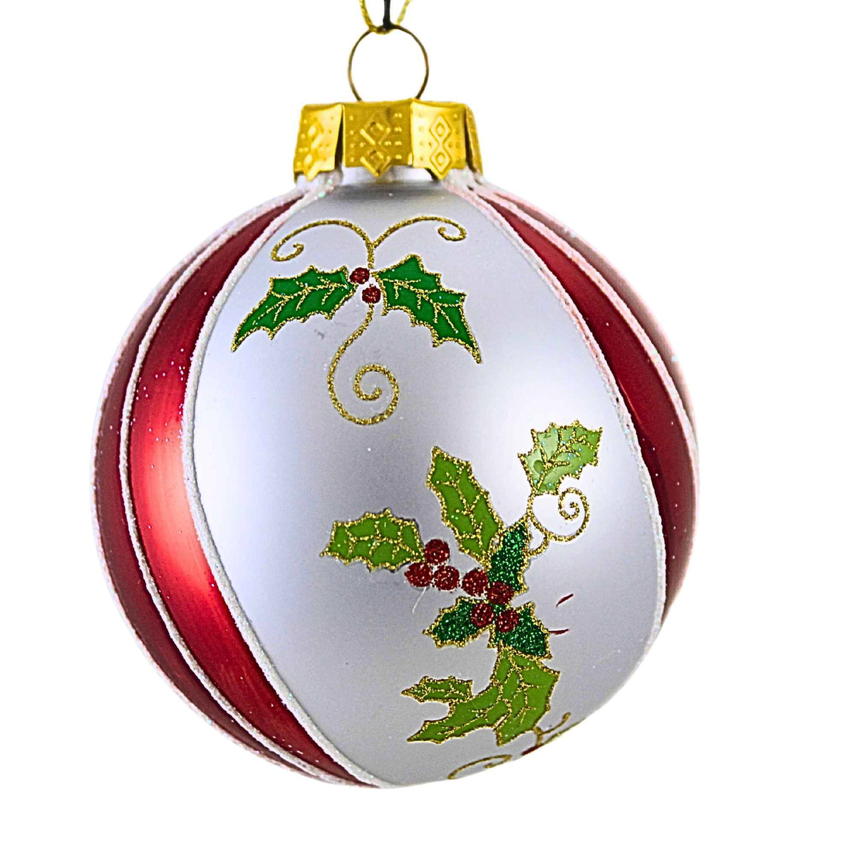 Kurt S. Adler Holly Swirl Berry Ball Ornament - - SBKGifts.com
