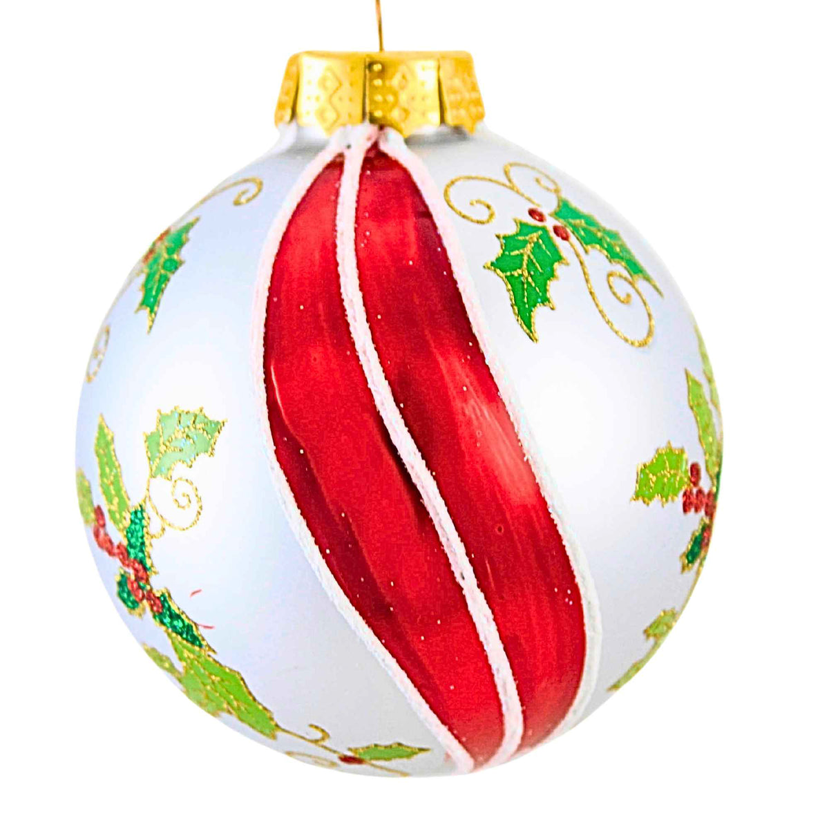 Kurt S. Adler Holly Swirl Berry Ball Ornament - - SBKGifts.com