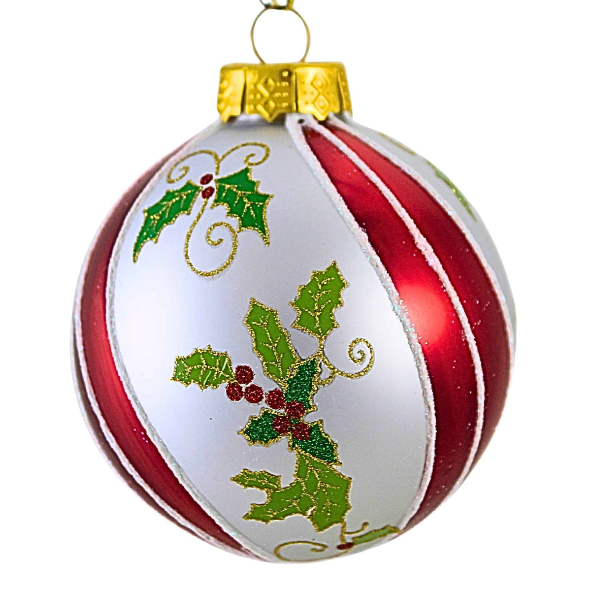 Kurt S. Adler Holly Swirl Berry Ball Ornament - - SBKGifts.com
