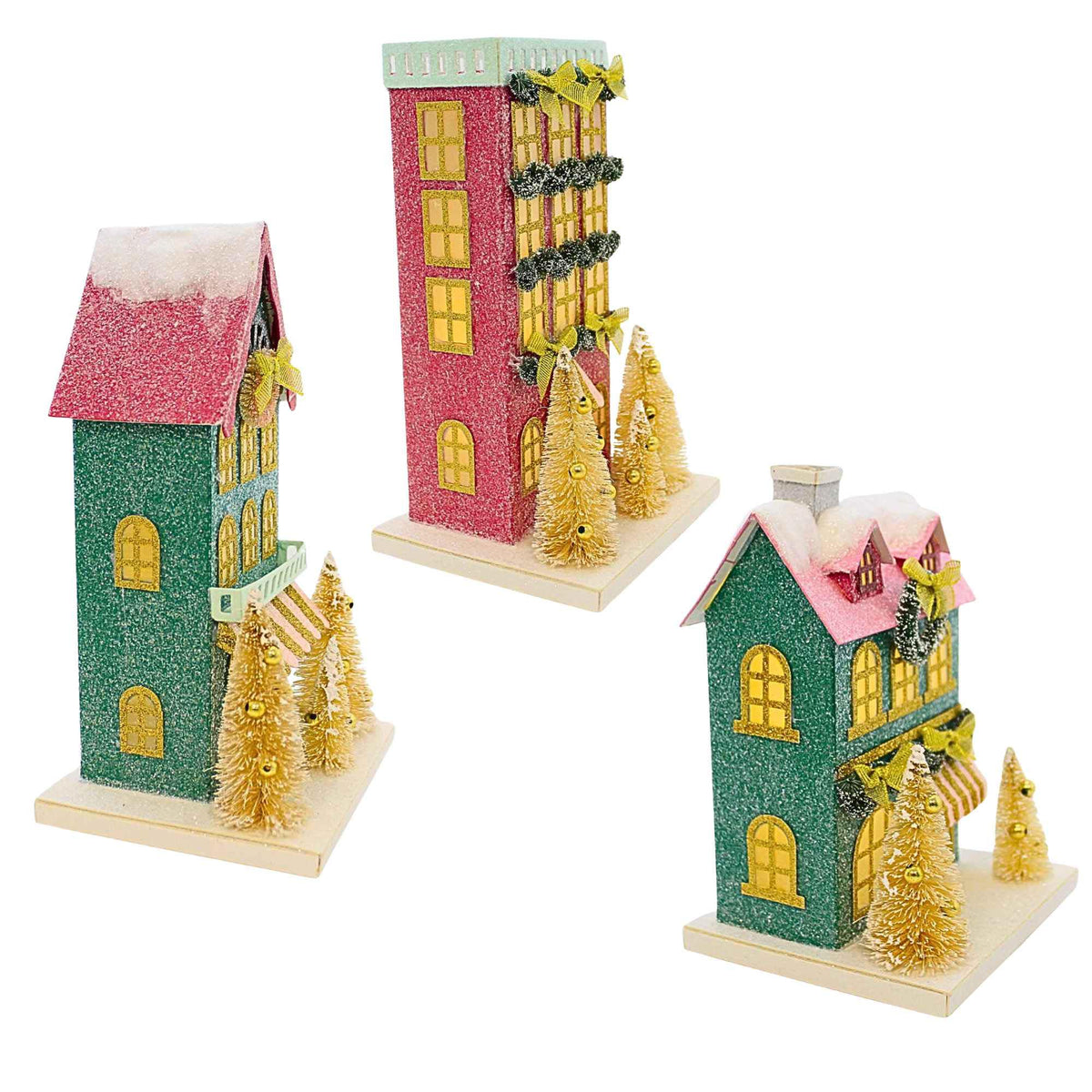 Raz Imports Multi Colored Paper Houses - - SBKGifts.com