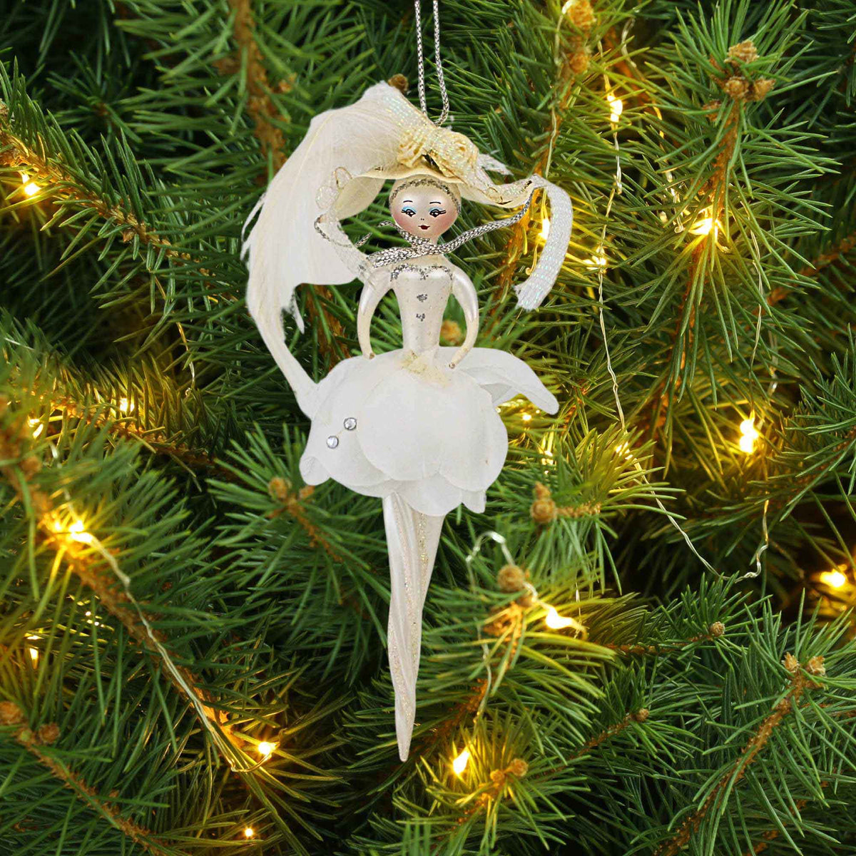 De Carlini Italian Ornaments Winter Rose Icicle - - SBKGifts.com