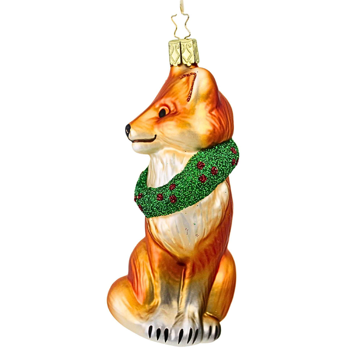 Inge Glas Fox In A Festive Wreath - - SBKGifts.com