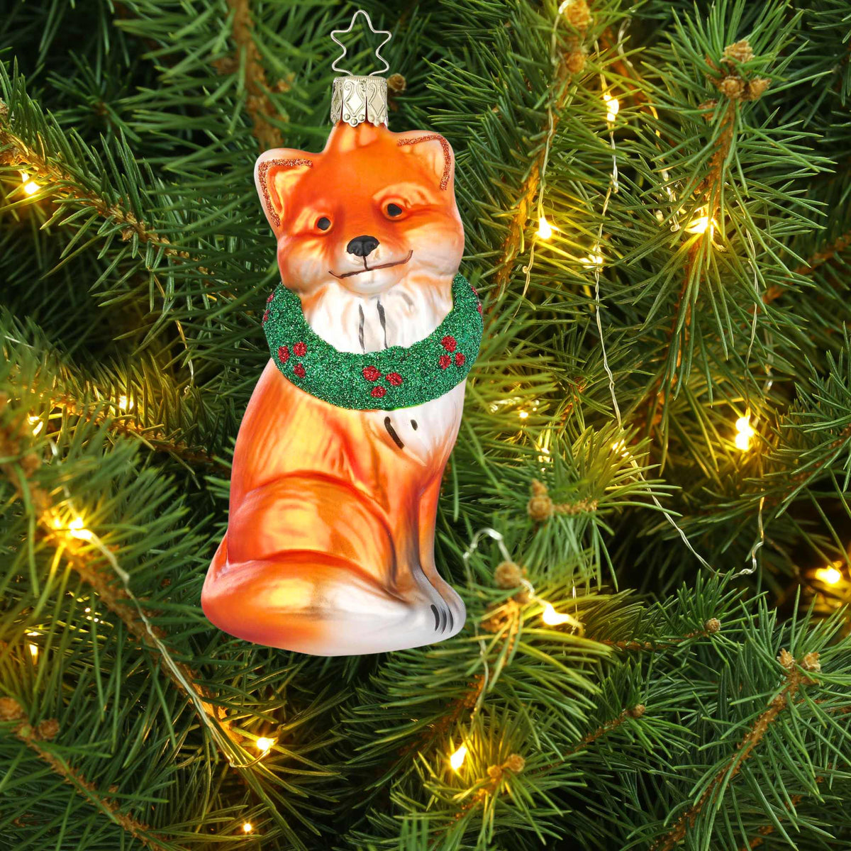 Inge Glas Fox In A Festive Wreath - - SBKGifts.com