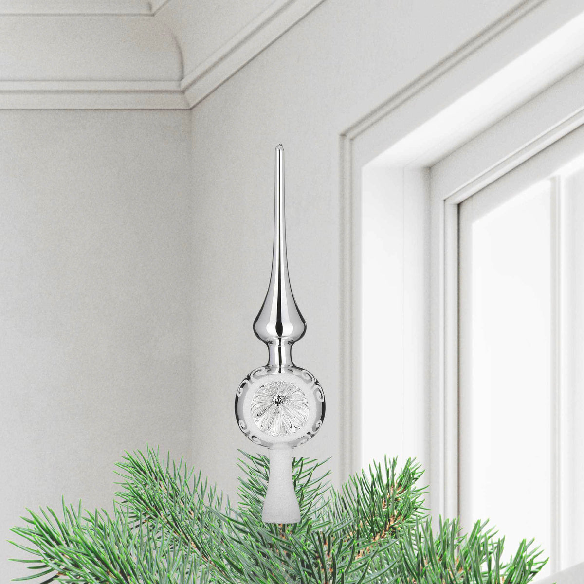 Inge Glas Silver Shiny Floral Glow - - SBKGifts.com