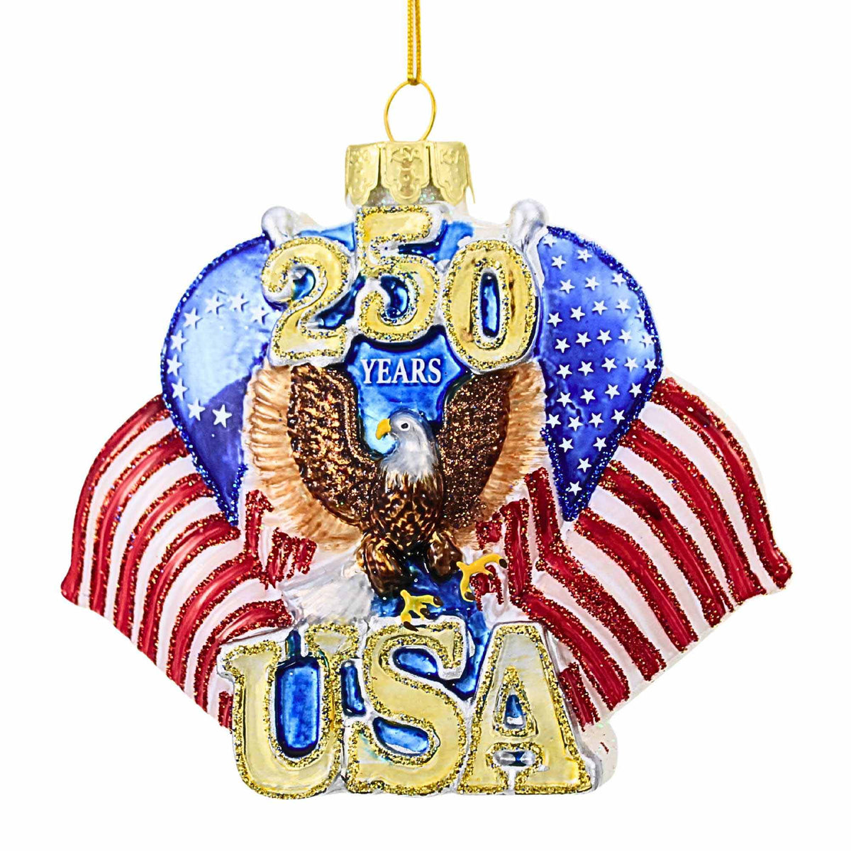 67193 Glass 250Th Anniversary U.S. Flag Ornament C7778