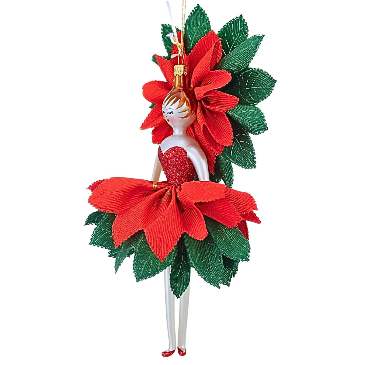 De Carlini Italian Ornaments Serafina Poinsettia - - SBKGifts.com