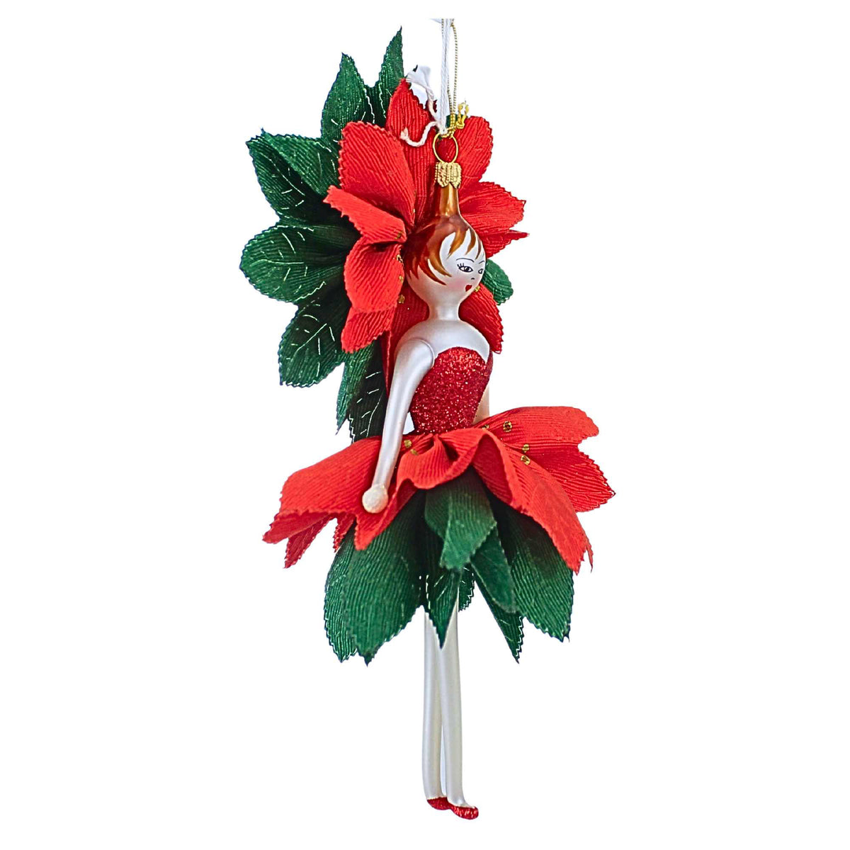 De Carlini Italian Ornaments Serafina Poinsettia - - SBKGifts.com