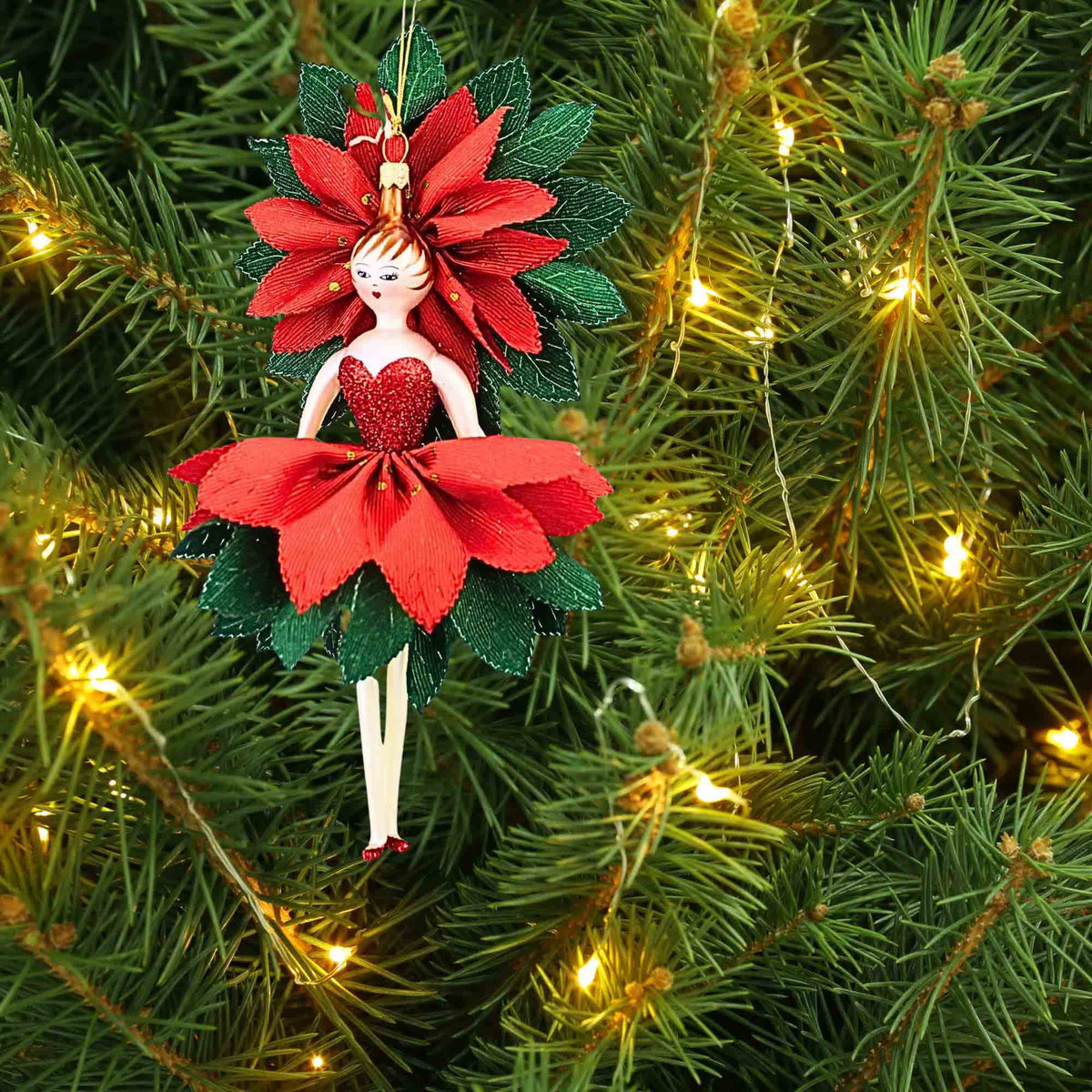 De Carlini Italian Ornaments Serafina Poinsettia - - SBKGifts.com