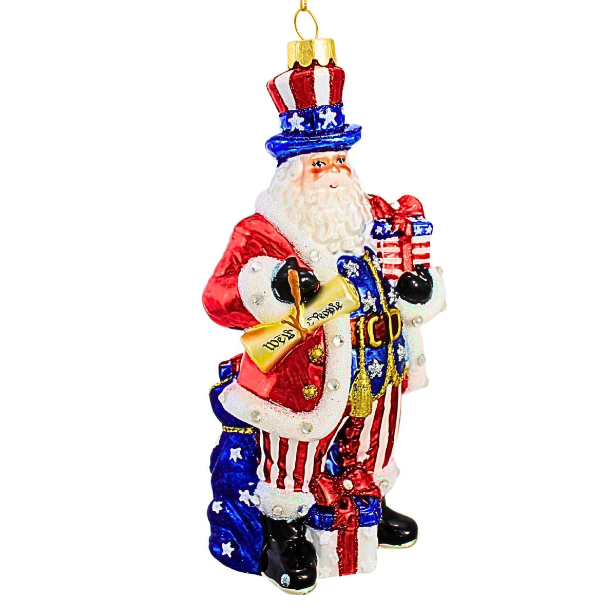Bellissimo Glass Patriotic Santa Ornament - - SBKGifts.com