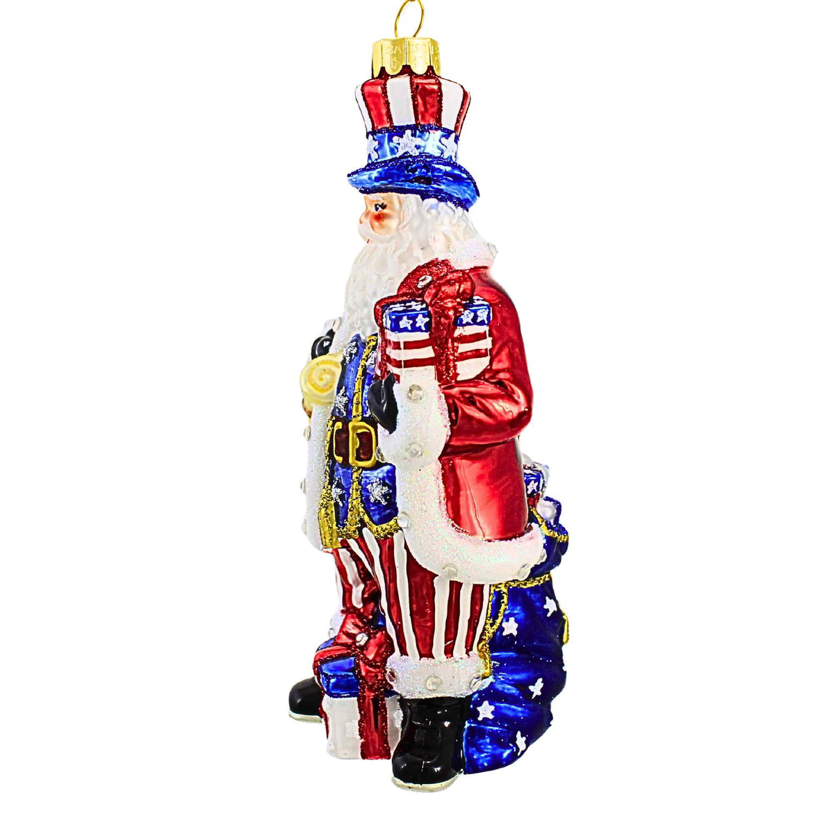 Bellissimo Glass Patriotic Santa Ornament - - SBKGifts.com