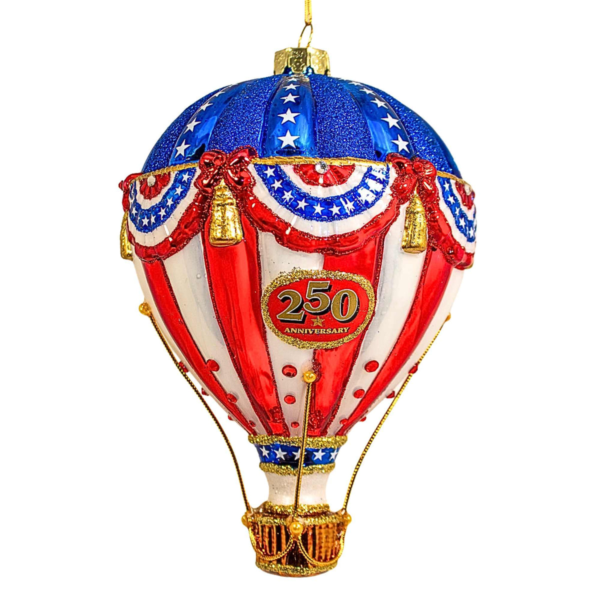 67245 Red, White & Blue Hot Air Balloon Ornament BELL0063