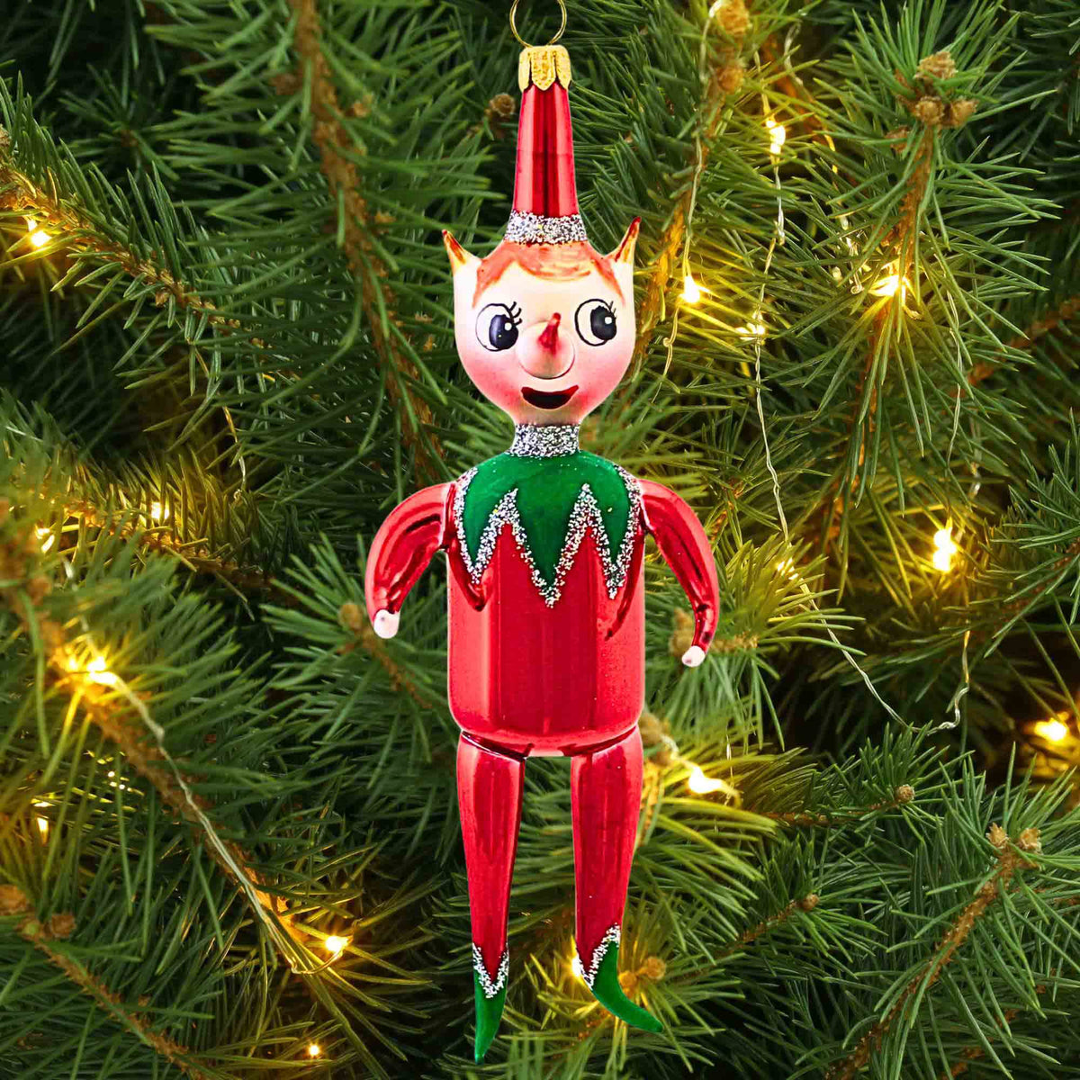 De Carlini Italian Ornaments Tinsel Toe Pete - - SBKGifts.com