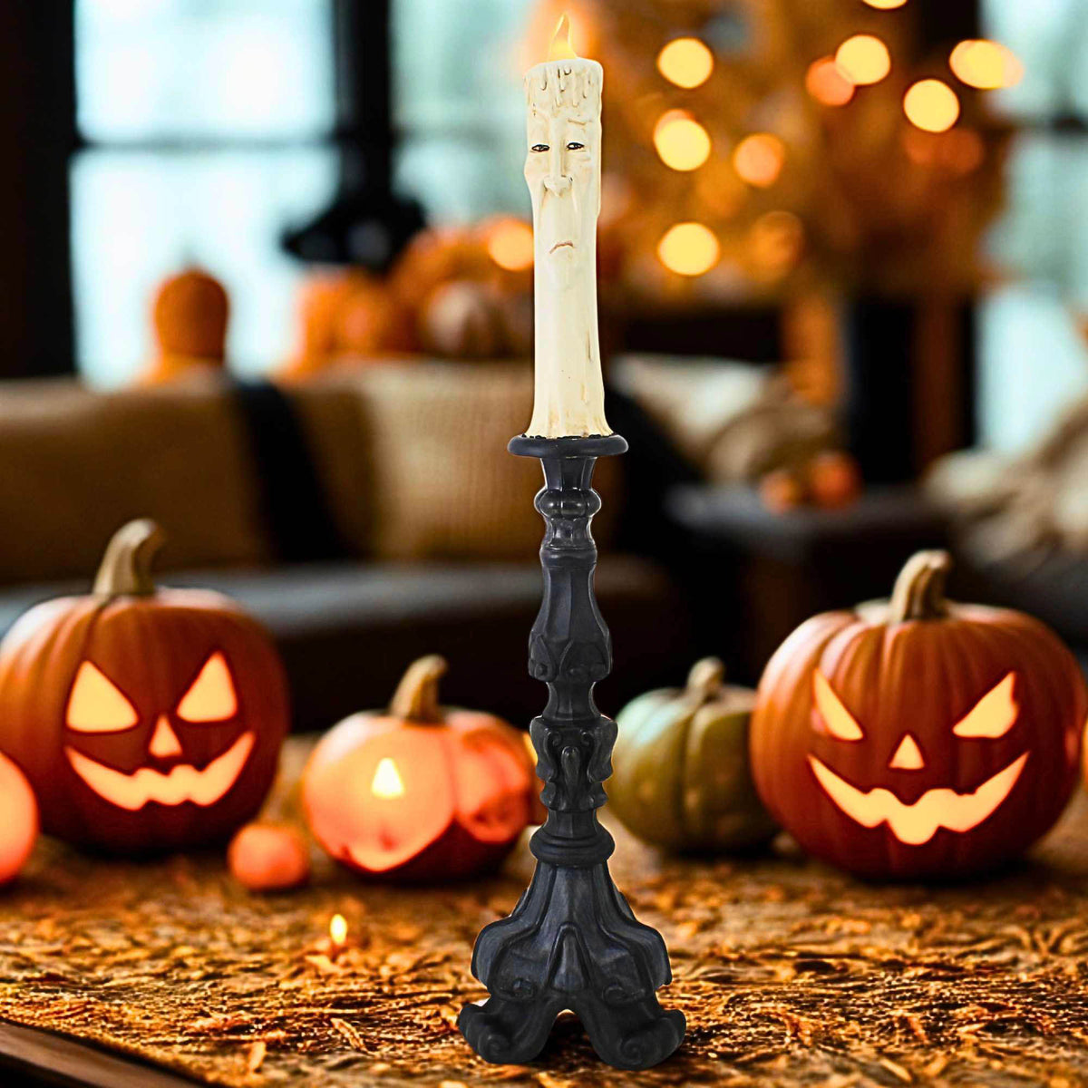 December Diamonds 24.5 Inch Spooky Face Candlestick - - SBKGifts.com