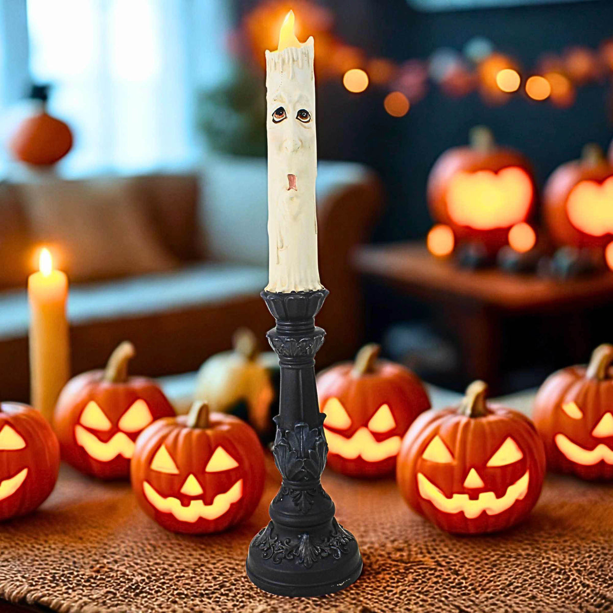 December Diamonds 20 Inch Spooky Face Candlestick - - SBKGifts.com