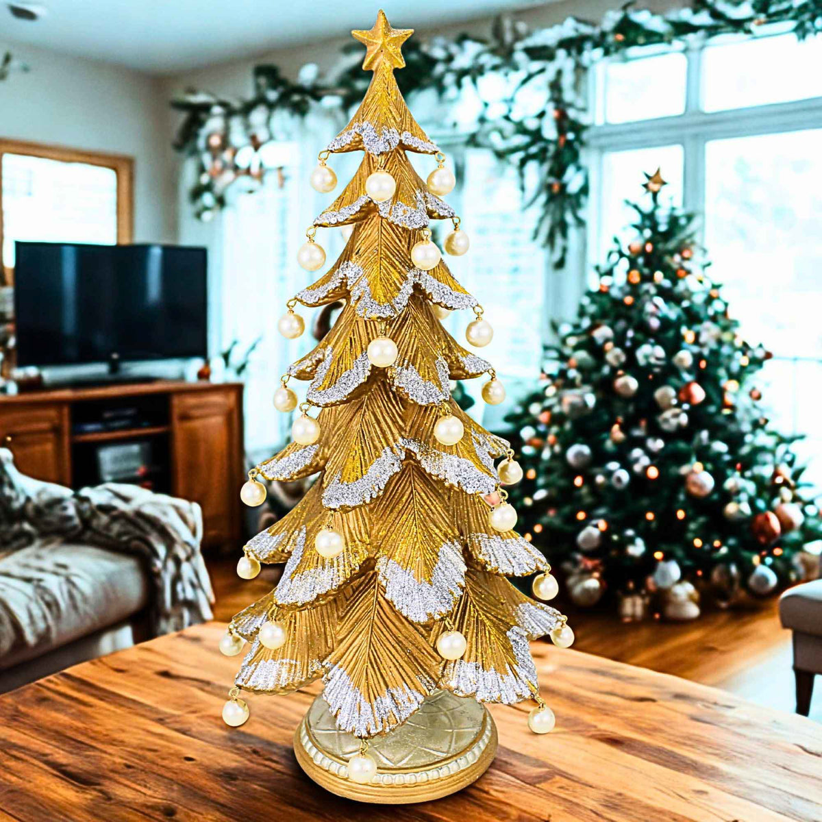 December Diamonds Gold Tree W/ Pearl Dangles - - SBKGifts.com