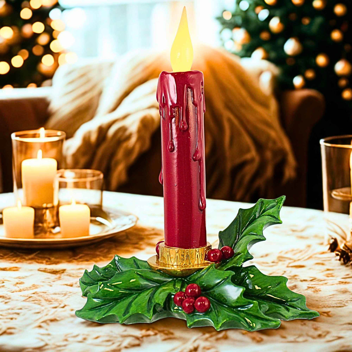 December Diamonds 12 Inch Red Led Candle - - SBKGifts.com