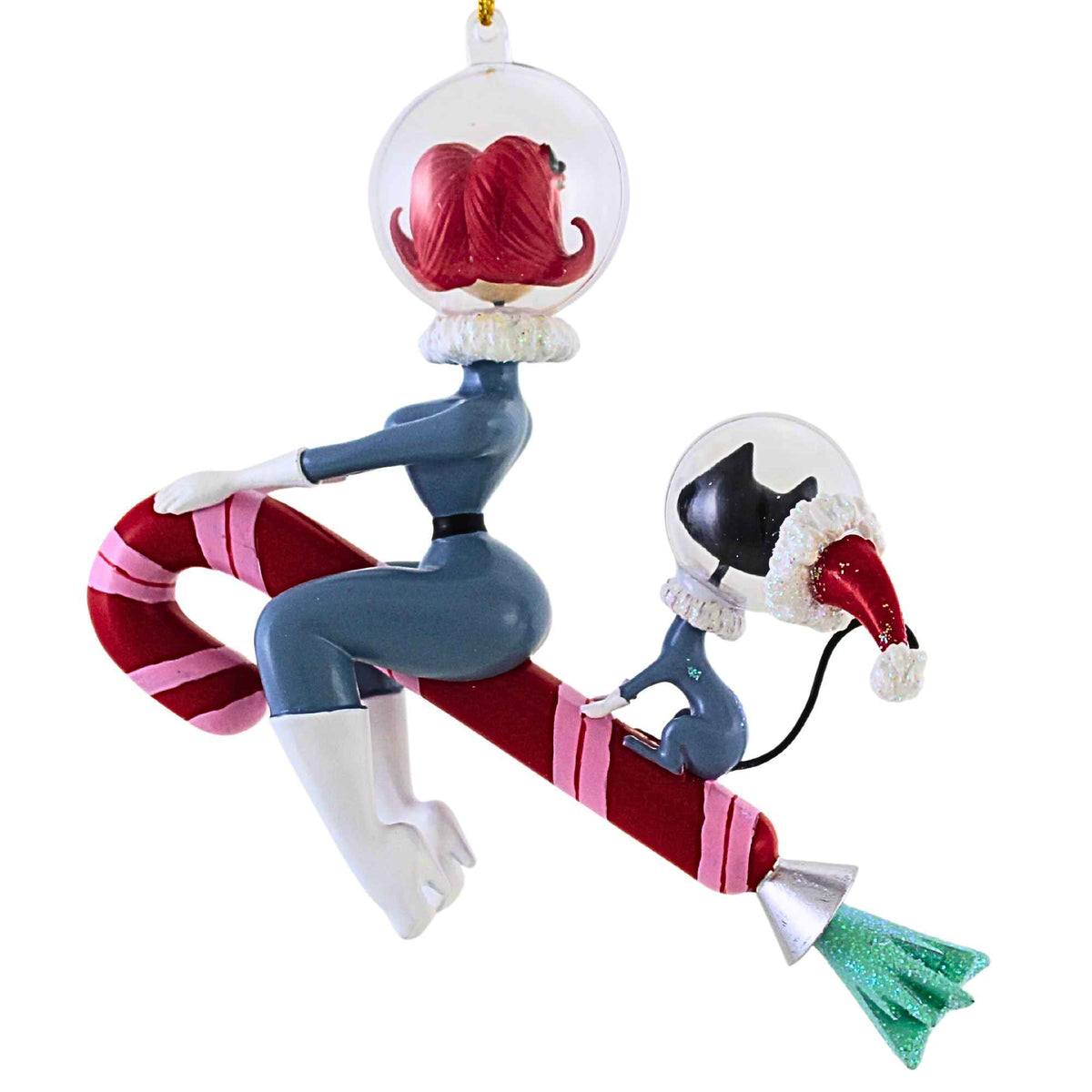 December Diamonds Space Girl W/ Cat On Rocket - - SBKGifts.com