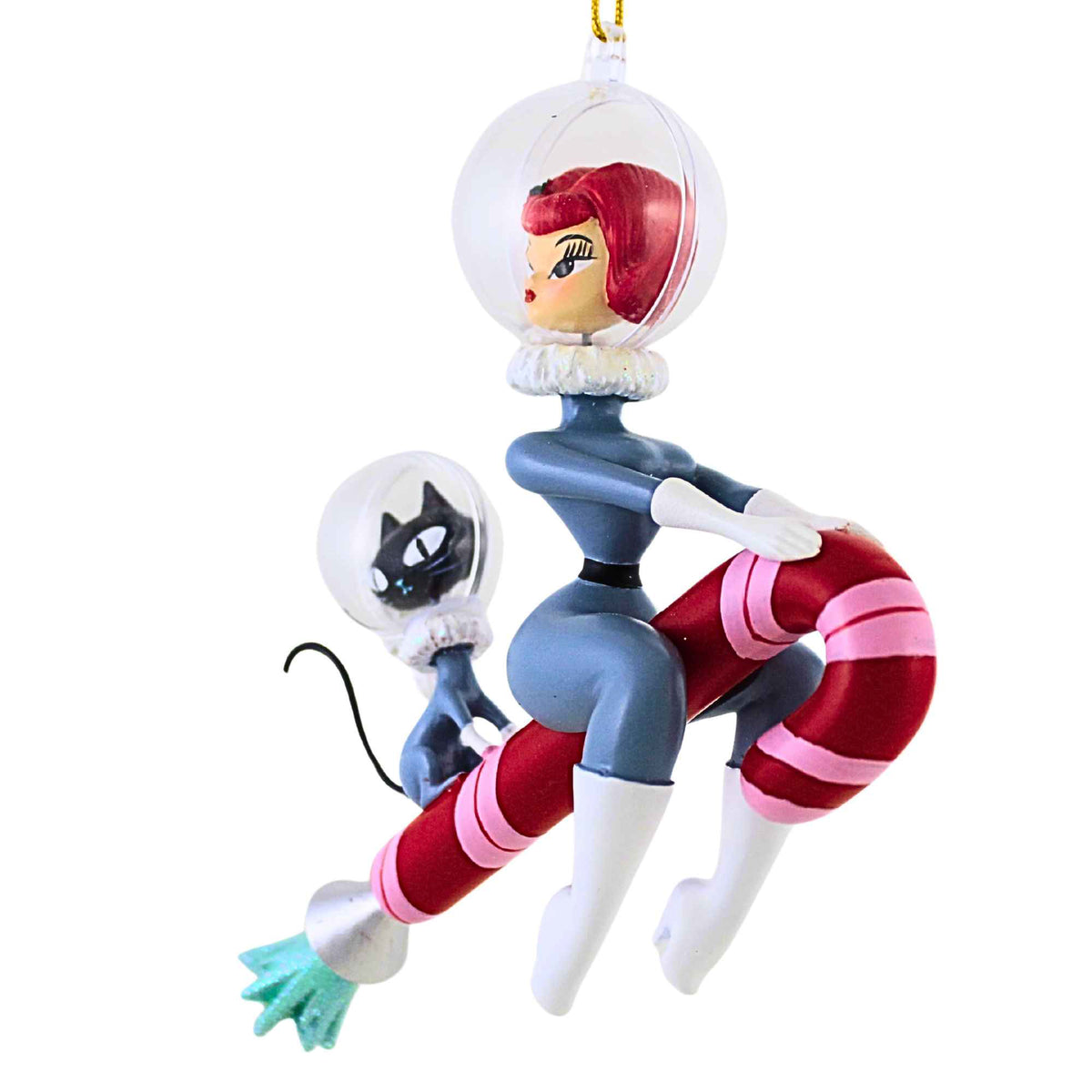 December Diamonds Space Girl W/ Cat On Rocket - - SBKGifts.com