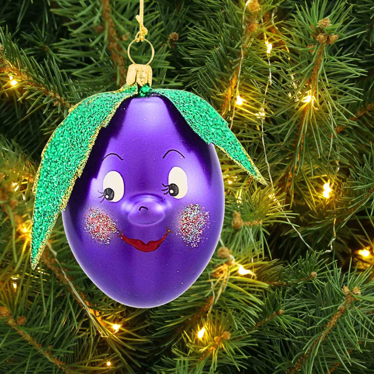 De Carlini Italian Ornaments Victoria Plum - - SBKGifts.com