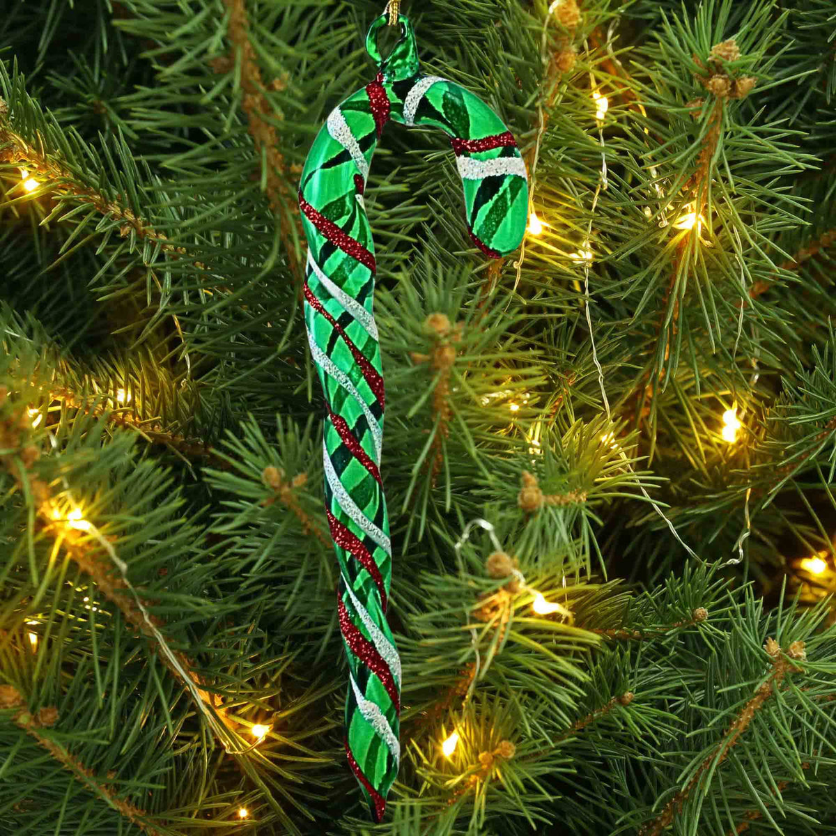 De Carlini Italian Ornaments Christmas Candy Cane - - SBKGifts.com