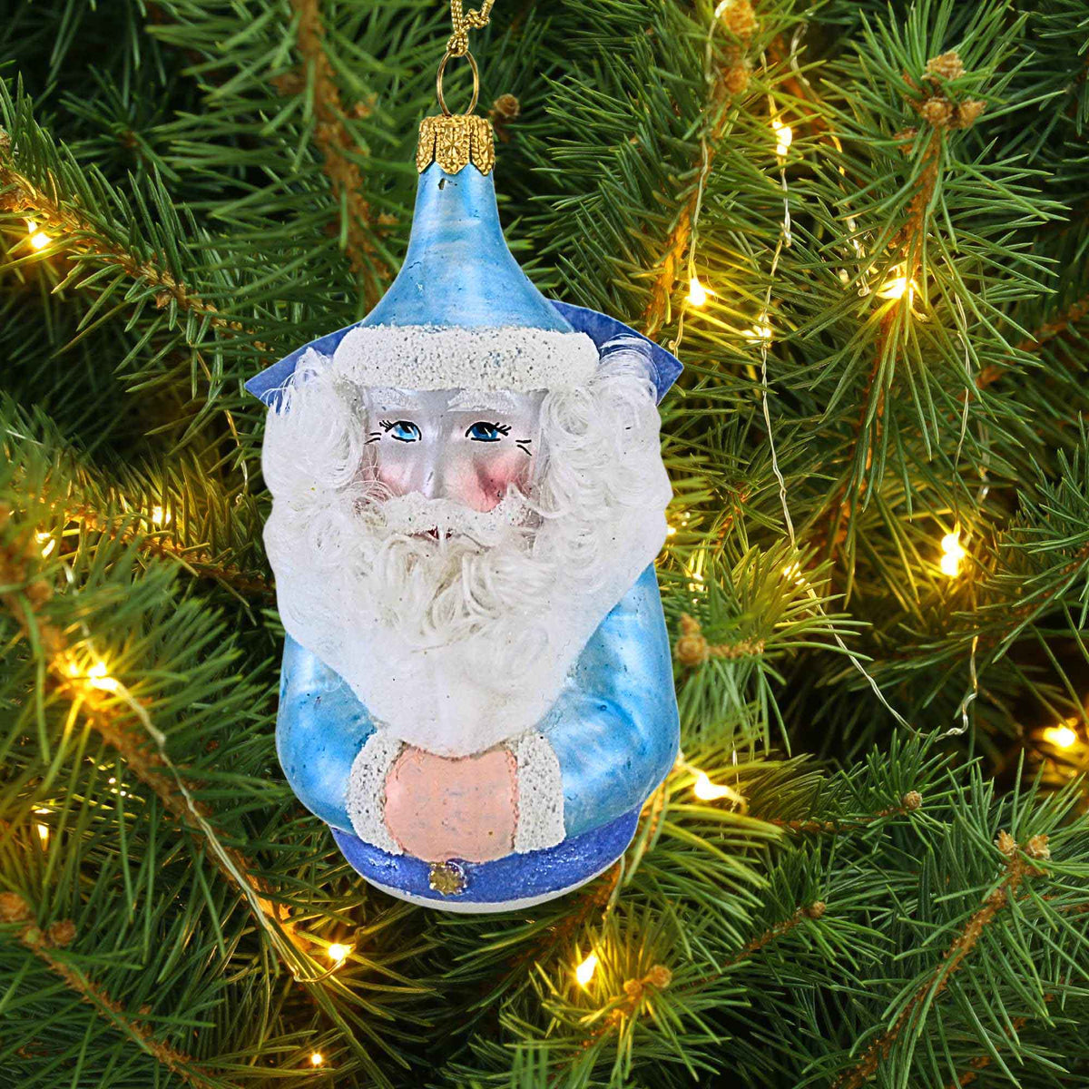 De Carlini Italian Ornaments Blue Noel St. Nick - - SBKGifts.com