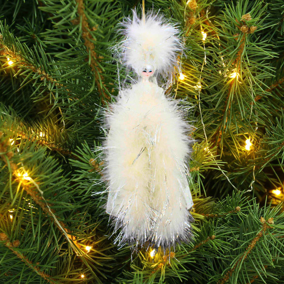 De Carlini Italian Ornaments Feathered Fashionista - - SBKGifts.com