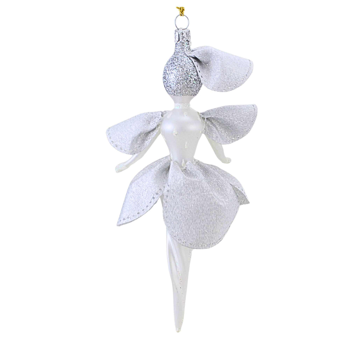 De Carlini Italian Ornaments Silver Bell Blossom - - SBKGifts.com