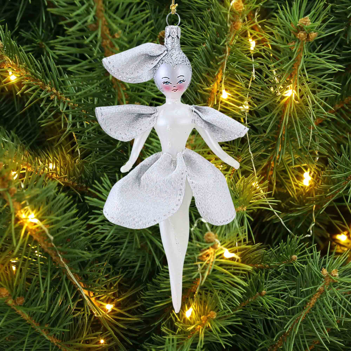 De Carlini Italian Ornaments Silver Bell Blossom - - SBKGifts.com