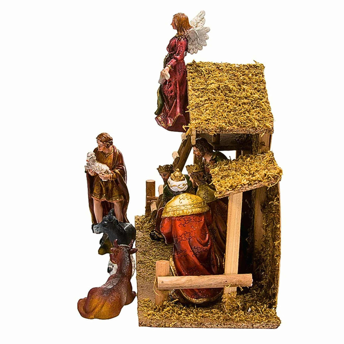 Kurt S. Adler Nativity Set With Wooden Stable, 12-Piece Set - - SBKGifts.com