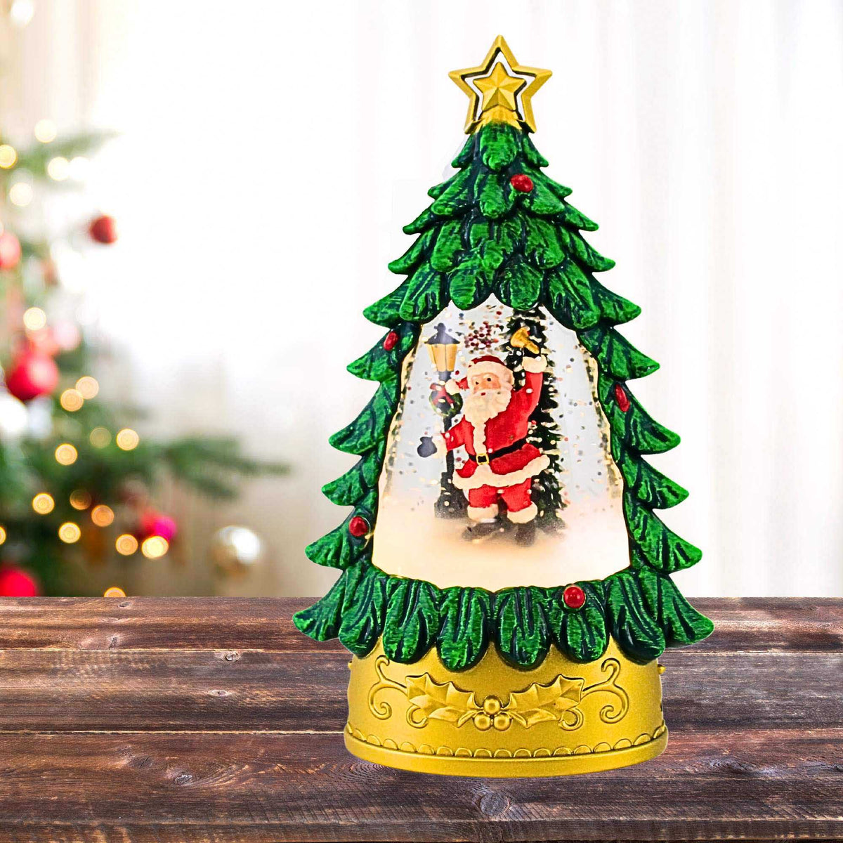 Roman Lighted Swirl Mini Tree With Santa Scene - - SBKGifts.com