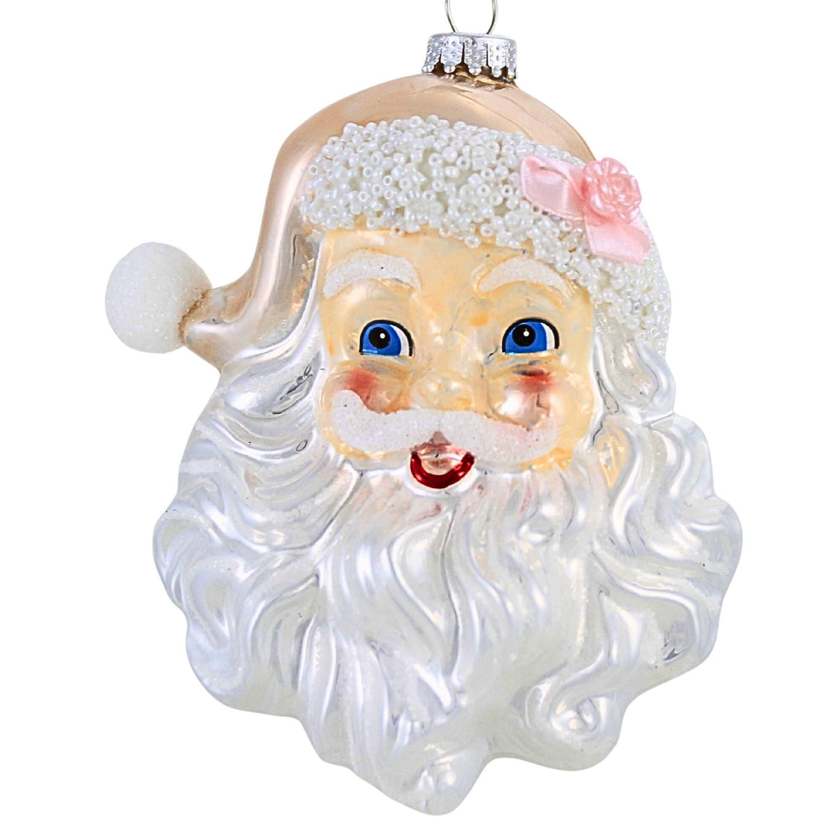 67525 Pink & Silver Santa Head T2802