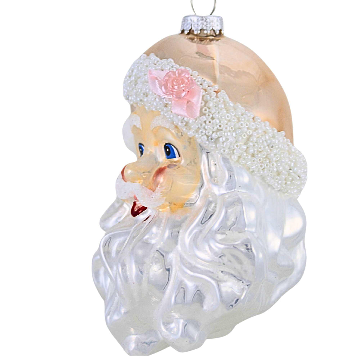 Kurt S. Adler Pink & Silver Santa Head - - SBKGifts.com