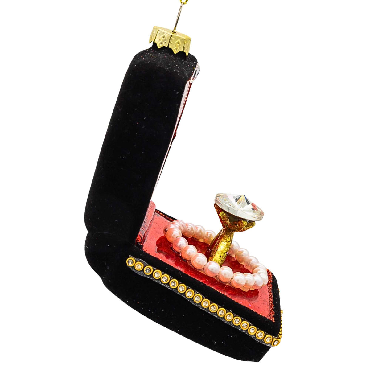 Kurt S. Adler Jewel Box W/Faux Diamond Ring Ornament - - SBKGifts.com