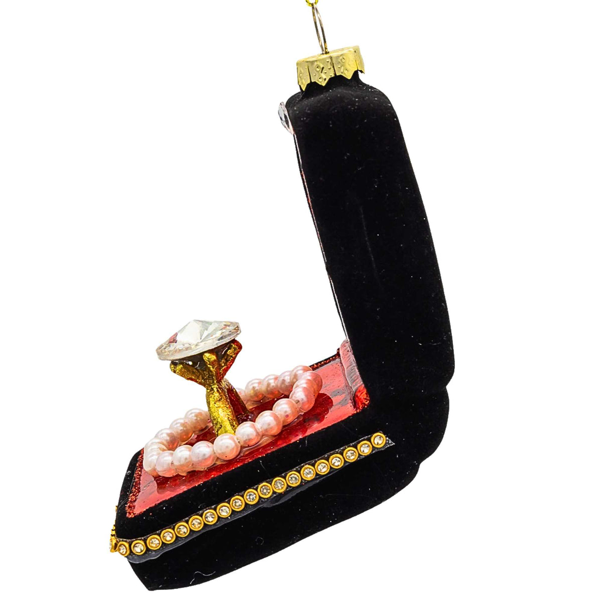 Kurt S. Adler Jewel Box W/Faux Diamond Ring Ornament - - SBKGifts.com