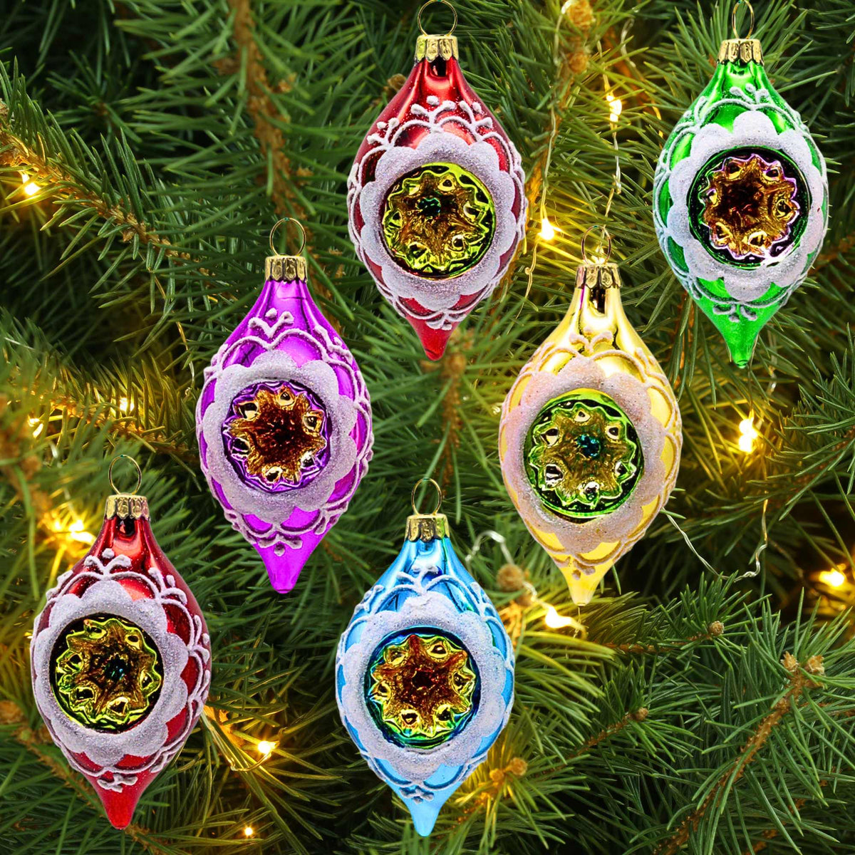 Kurt S. Adler Multicolor Reflector Drop Ornaments - - SBKGifts.com